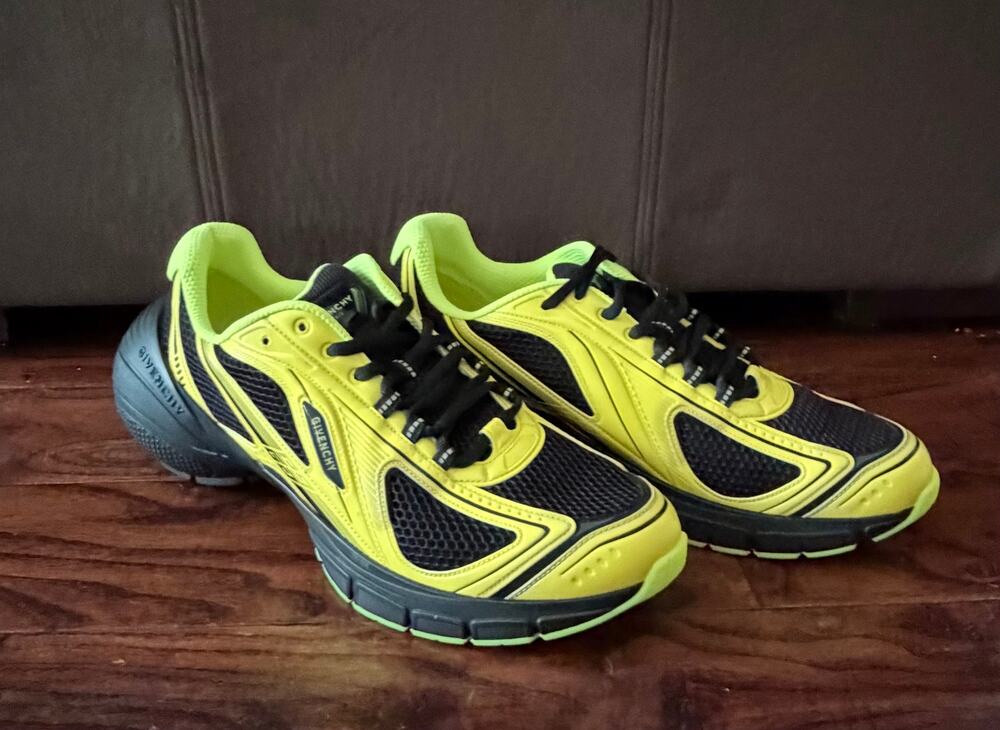 $1,025 NIB Givenchy TK-MX Runner Yellow Black Sneakers Shoes Leather 46(13)